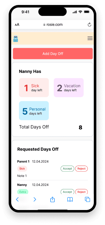 Rosie app mobile screenshot